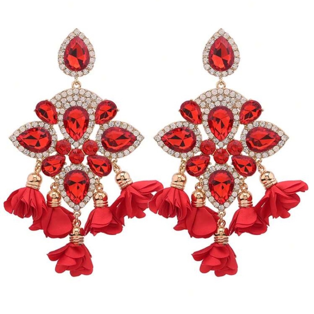 New Elegant Red Chandelier Earrings